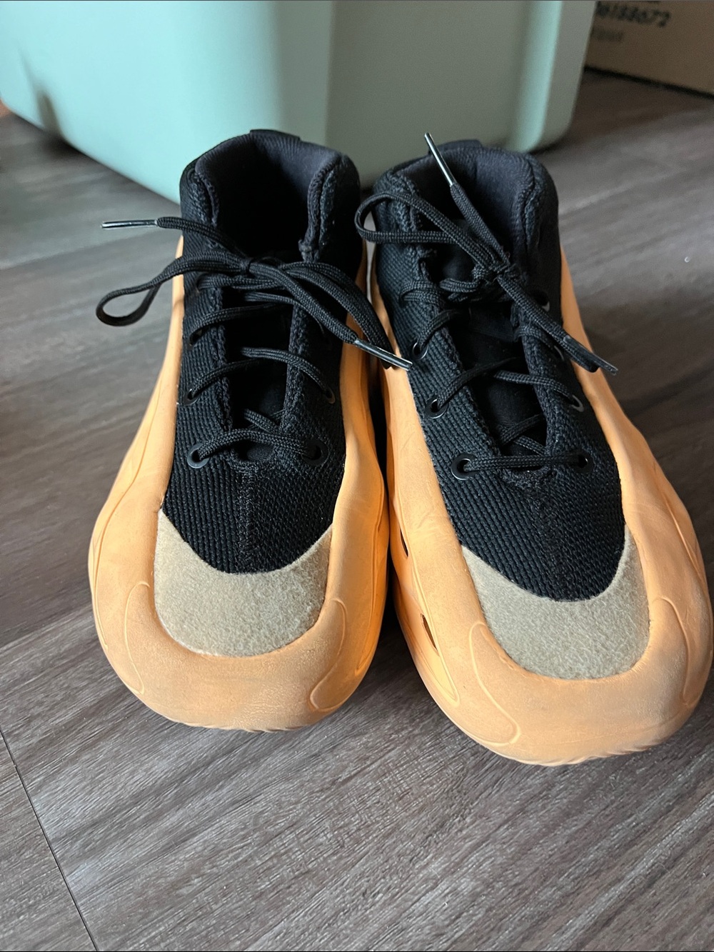 adidas Kids Black and Orange Sneakers with Tan Accents